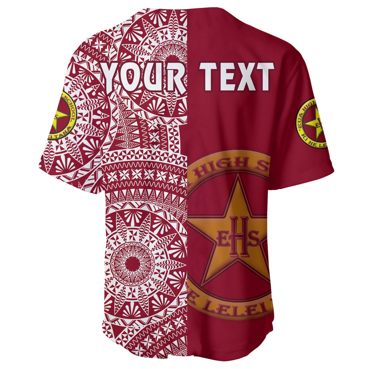 (Custom Personalised) Tonga Eua High School Baseball Jersey Tongan Ngatu Pattern LT14 - Polynesian Pride