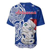 (Custom Personalised) New Zealand Christmas Baseball Jersey Hei Tiki Blue Pohutukawa Meri Kirihimete LT14 - Polynesian Pride