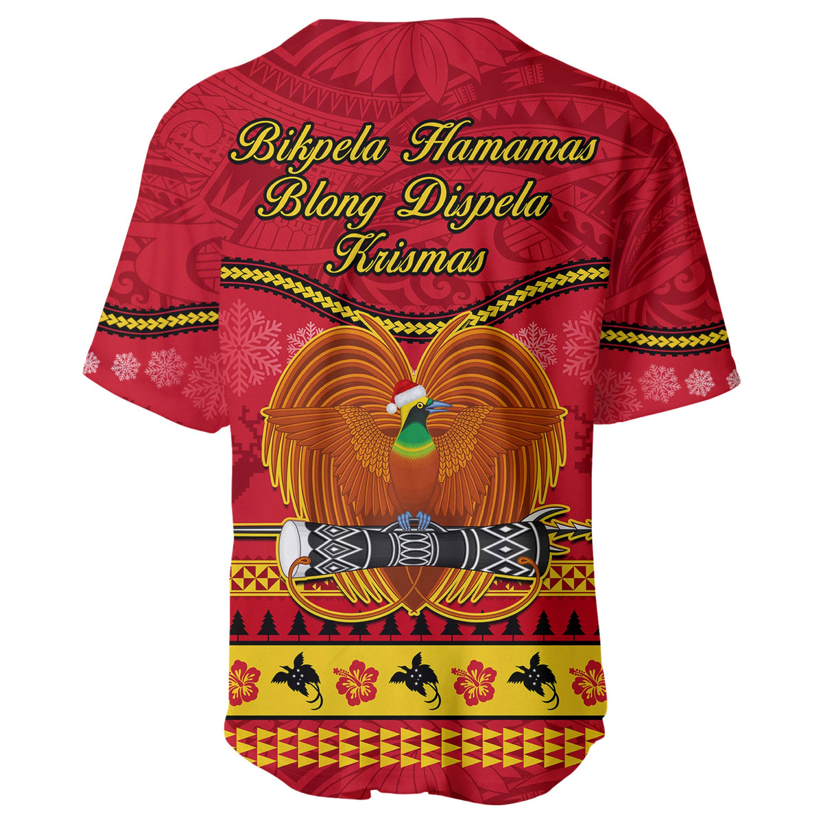 Papua New Guinea Christmas Baseball Jersey Bird Of Paradise Bikpela Hamamas Blong Dispela Krismas LT14 - Polynesian Pride