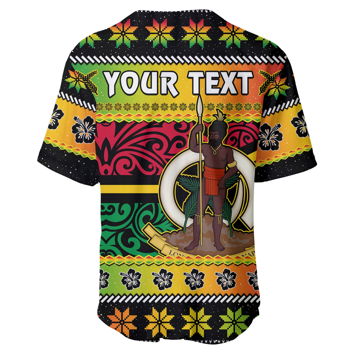 (Custom Personalised) Vanuatu Christmas Baseball Jersey Pig Tusk Polynesian Joyeux Noel Flag Art LT14 - Polynesian Pride