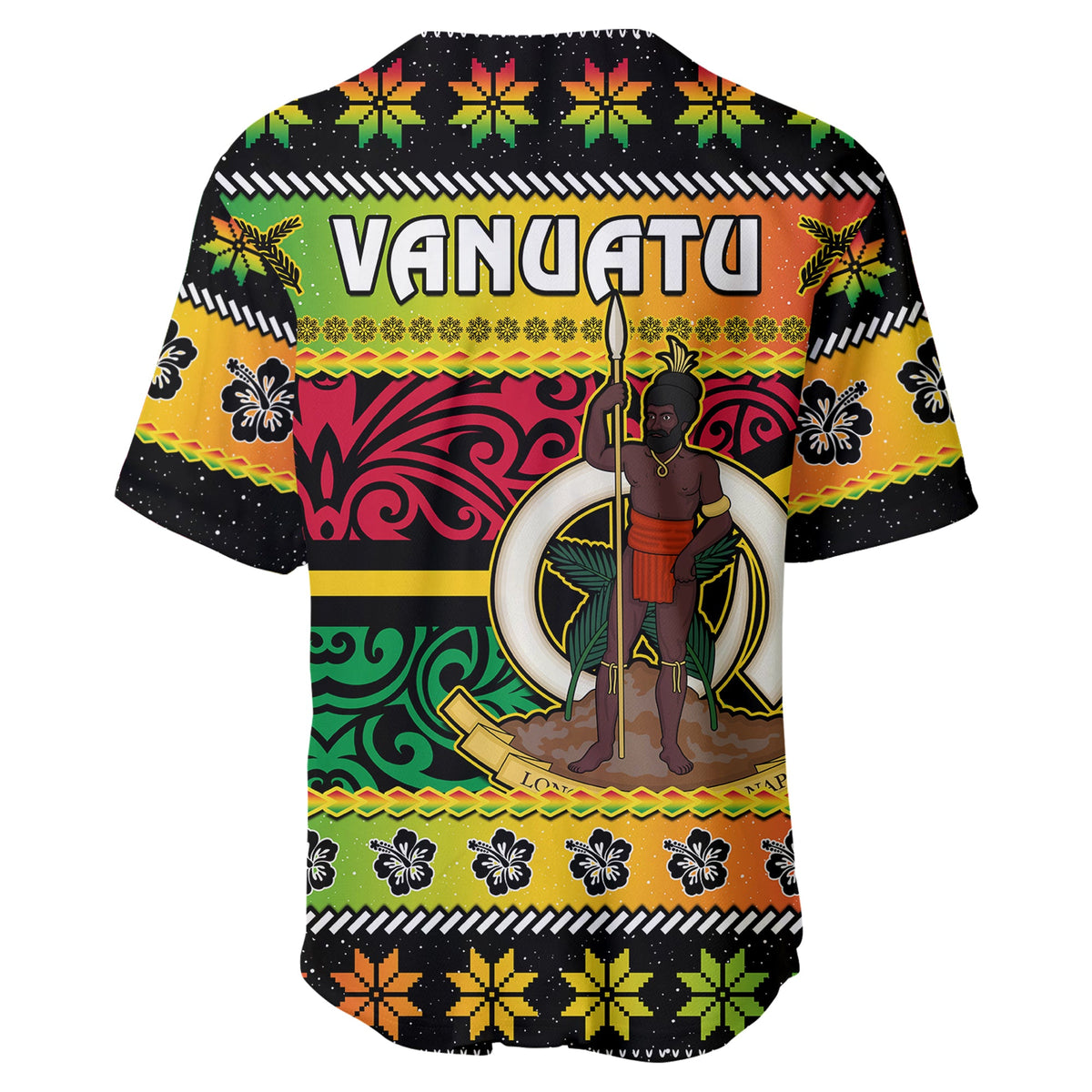 Vanuatu Christmas Baseball Jersey Pig Tusk Polynesian Joyeux Noel Flag Art LT14 - Polynesian Pride