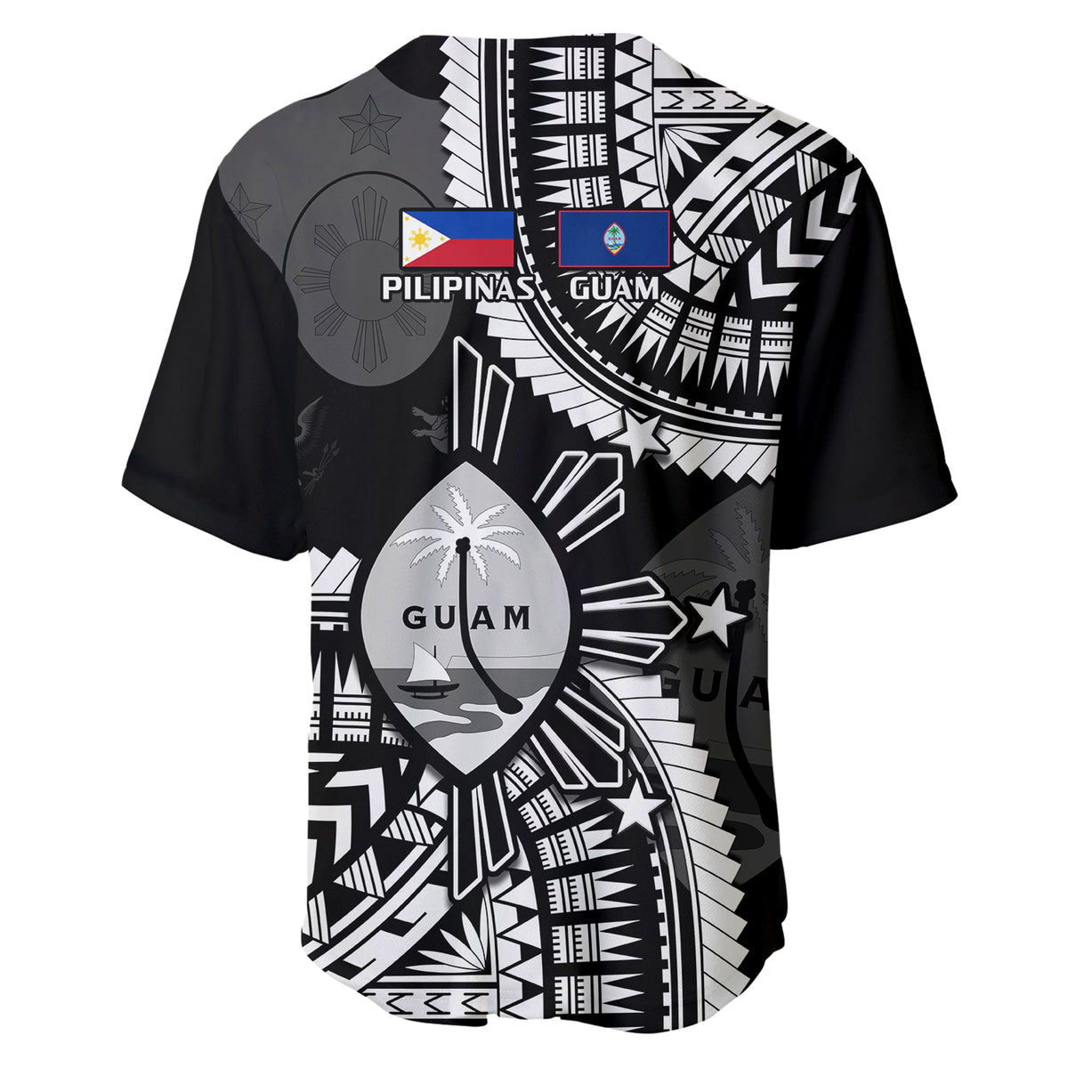 Guam and Philippines Baseball Jersey Guaman Filipinas Together Black Ver.01 LT14 - Polynesian Pride