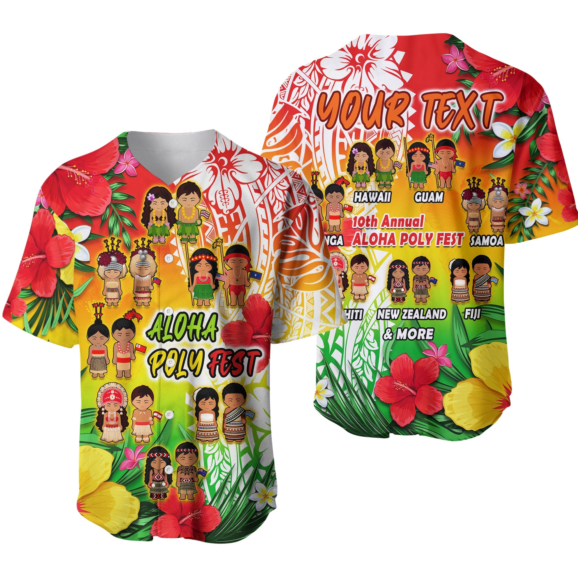 (Custom Personalised) Aloha Poly Fest Baseball Jersey Polynesian Pattern With Tropical Flowers LT14 Reggae - Polynesian Pride