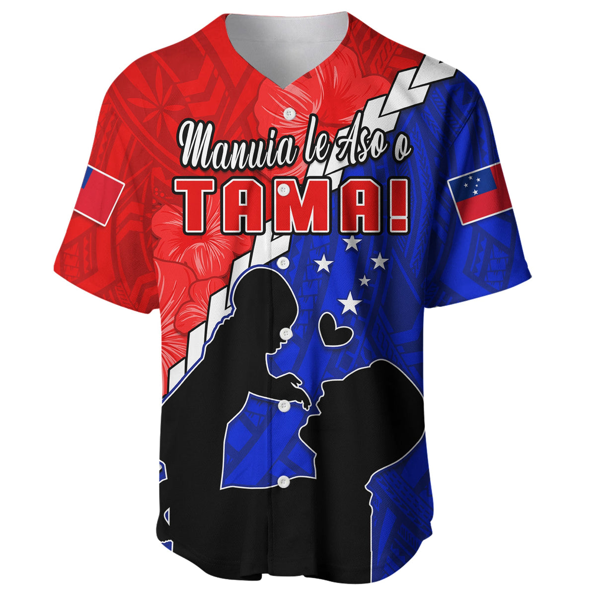 (Custom Personalised) Happy Samoan Fathers Day Baseball Jersey Hibiscus Mix Polynesian Pattern LT14 - Polynesian Pride