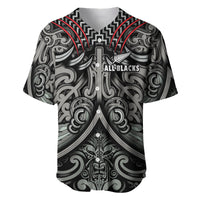 New Zealand Silver Fern Rugby Baseball Jersey All Black NZ Maori Pattern LT13 Black - Polynesian Pride