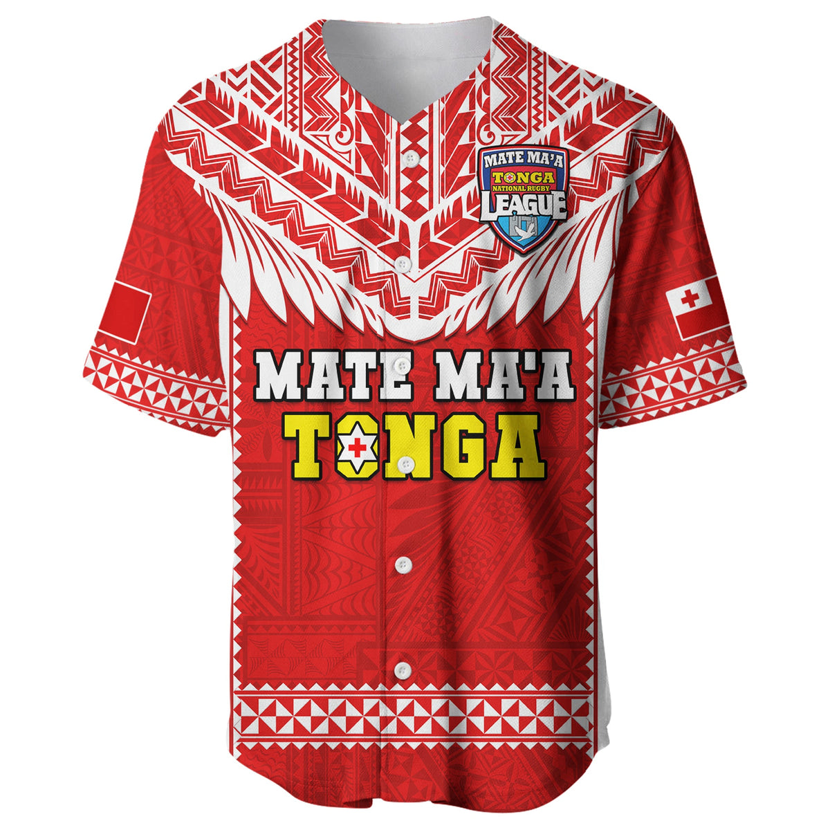 (Custom Text And Number) Tonga Rugby Baseball Jersey Mate Maa Tonga Pacific Ngatu White LT14 - Polynesian Pride