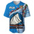 Fiji Baseball Jersey Fijian Drua Mix Tagimaucia Flower Blue Style LT14 - Polynesian Pride