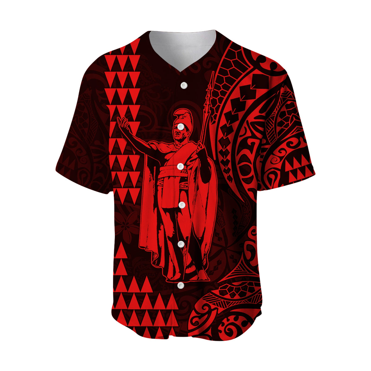Hawaii Day Kakau Baseball Jersey Proud To Be Hawaiian Red King Kamehameha and Kanaka Maoli LT13 Red - Polynesian Pride