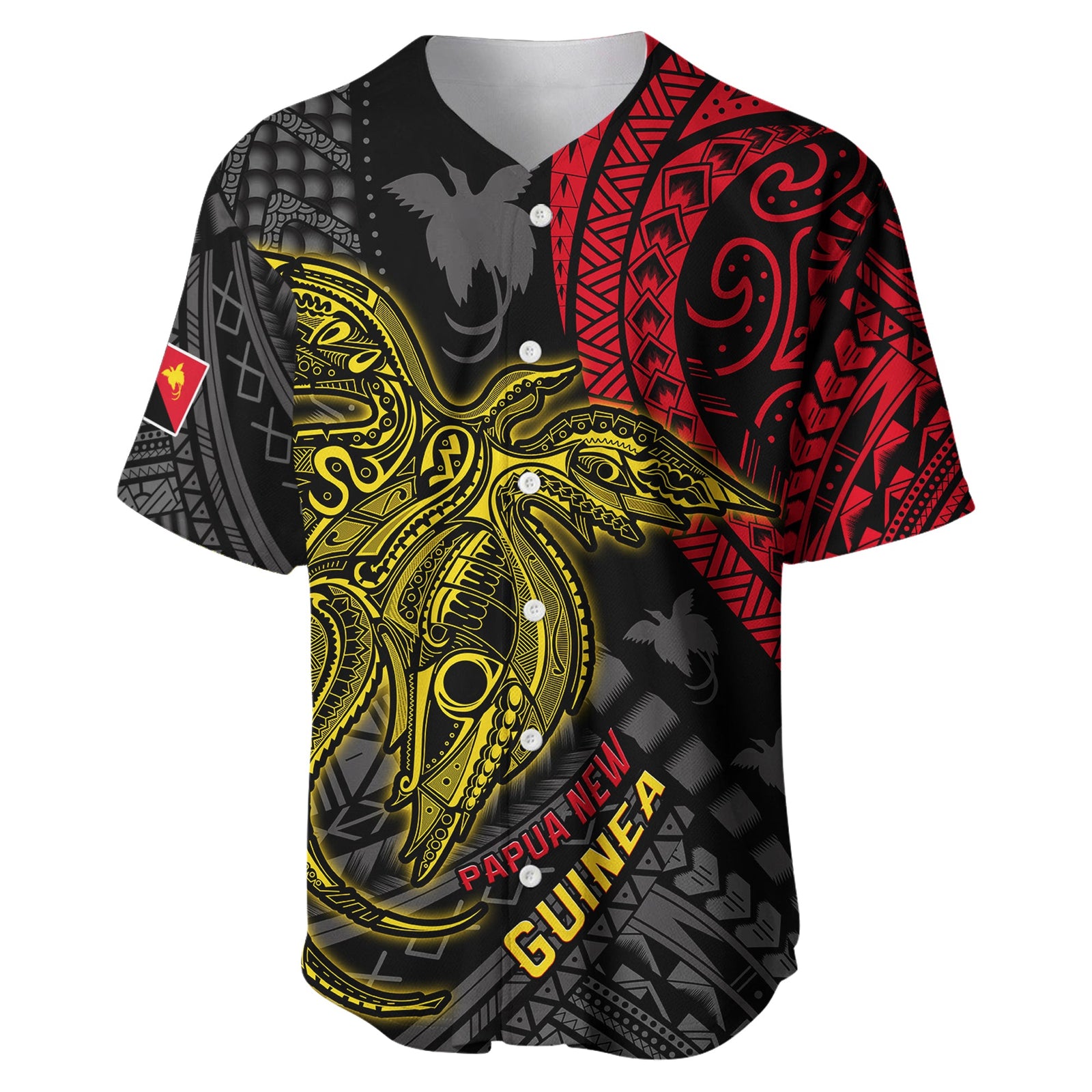 Papua New Guinea Baseball Jersey Raggiana Birds Of Paradise Happy 47th Independence Day LT13 Black - Polynesian Pride