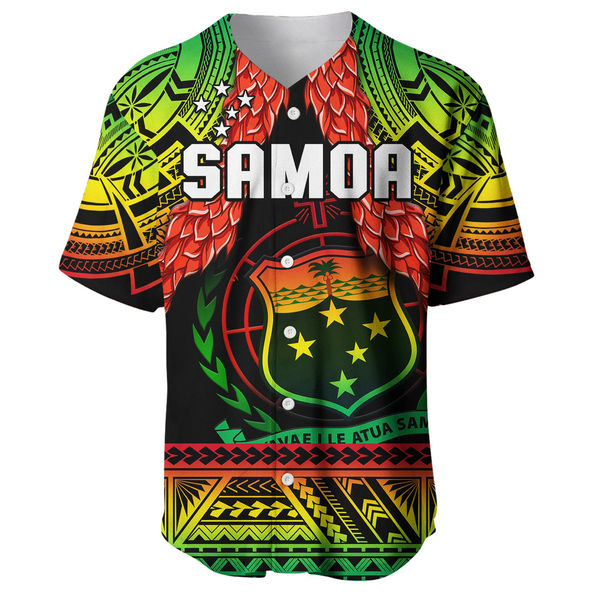 (Custom Text And Number) Samoa Rugby Baseball Jersey Teuila Torch Ginger Gradient Style LT14 - Polynesian Pride