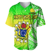 Happy Mangaia Gospel Day Baseball Jersey Cook Islands Coat Of Arms Polynesian Pattern LT14 - Polynesian Pride