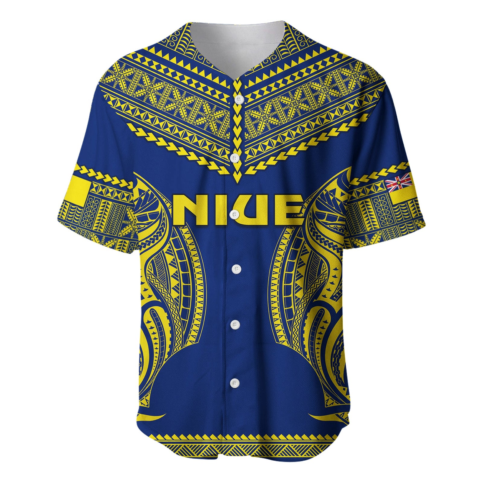 Niue Baseball Jersey Hiapo Mix Polynesian Happy Constitution Day LT14 Blue - Polynesian Pride
