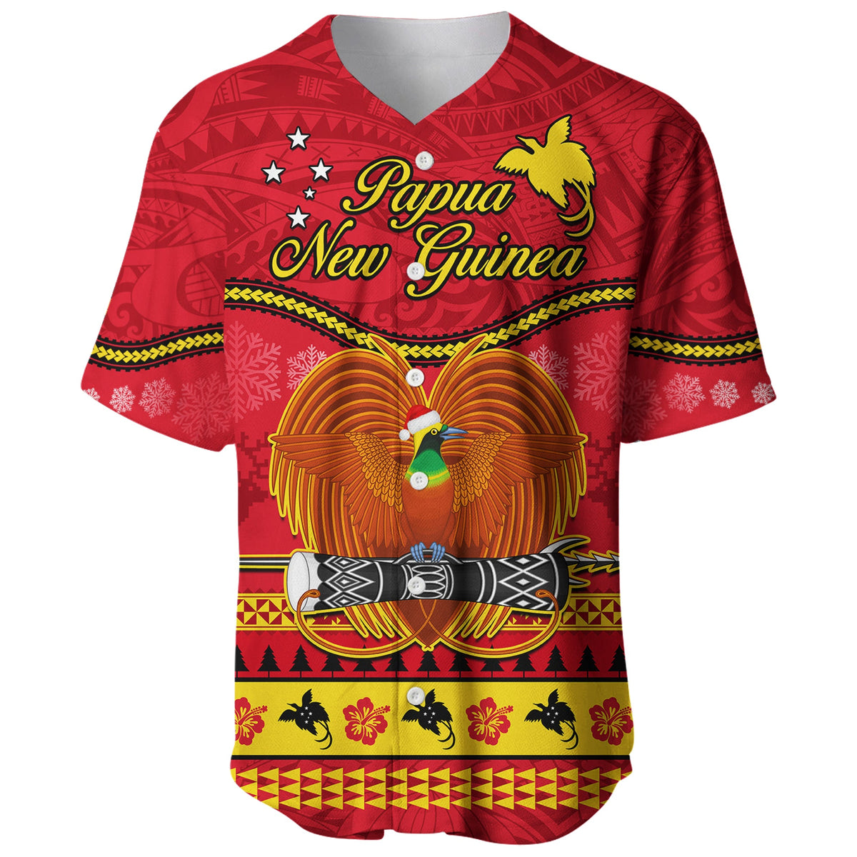(Custom Personalised) Papua New Guinea Christmas Baseball Jersey Bird Of Paradise Bikpela Hamamas Blong Dispela Krismas LT14 - Polynesian Pride