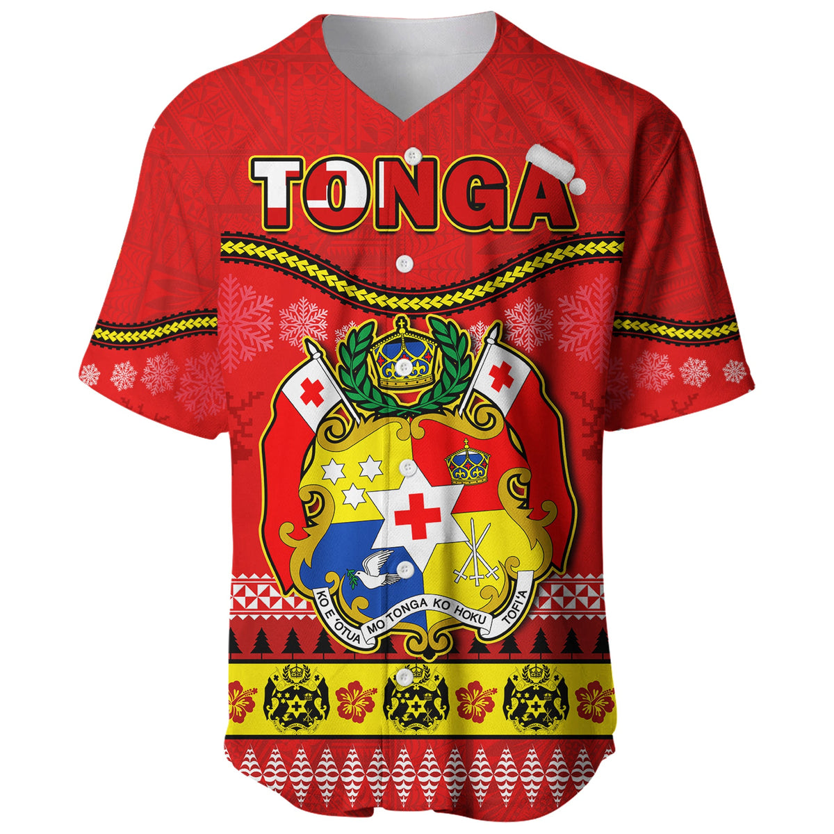 (Custom Personalised) Tonga Christmas Baseball Jersey Tongan Ngatu Kilisimasi Fiefia LT14 - Polynesian Pride