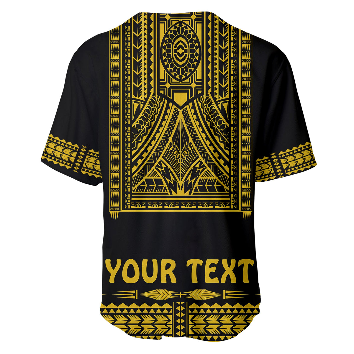 (Custom Personalised) Polynesian Baseball Jersey Dashiki With Polynesian Tattoo Royal Golden Version LT14 - Polynesian Pride