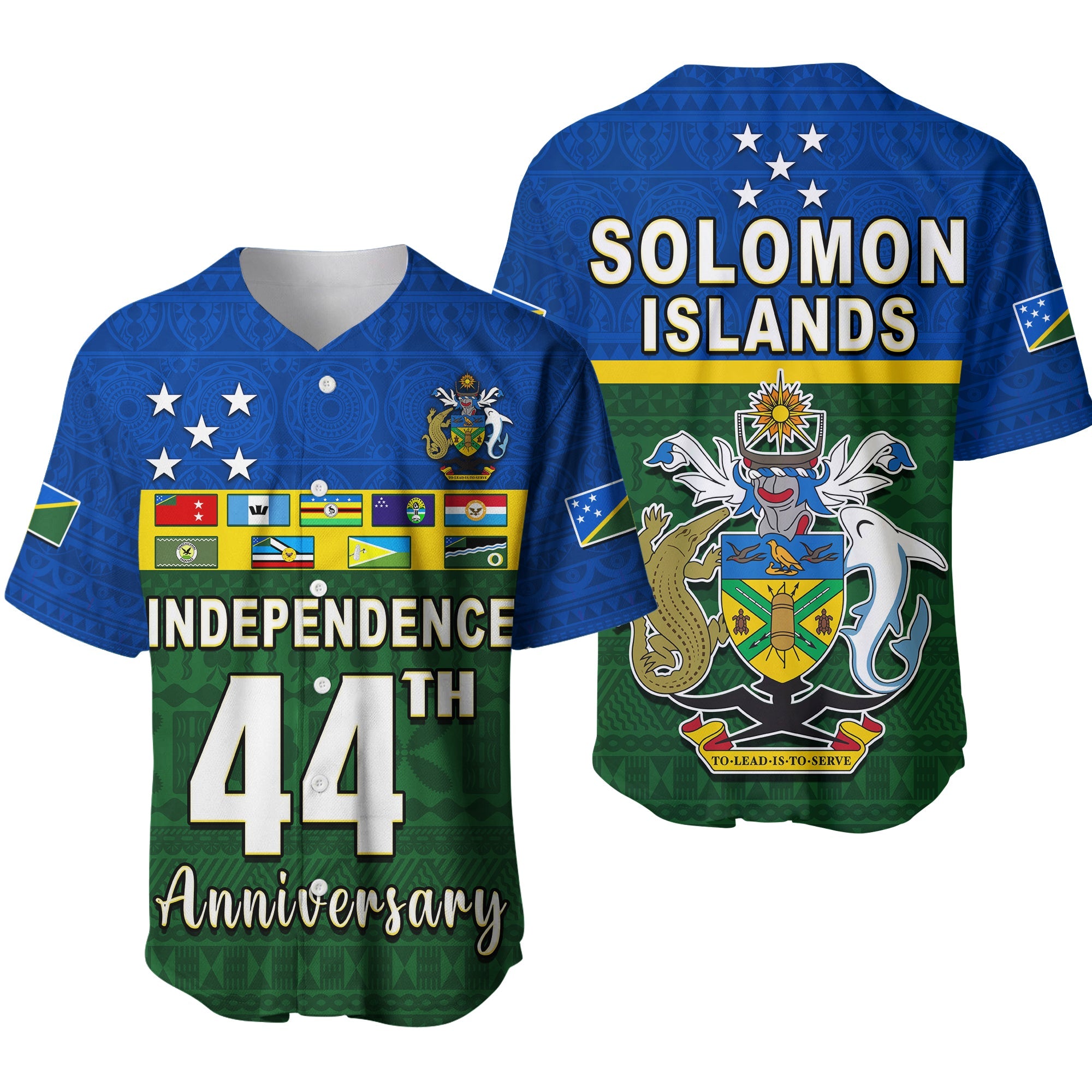 Solomon Islands National Day Baseball Jersey Independence Day Tapa Pattern Ver.01 LT13 Green - Polynesian Pride