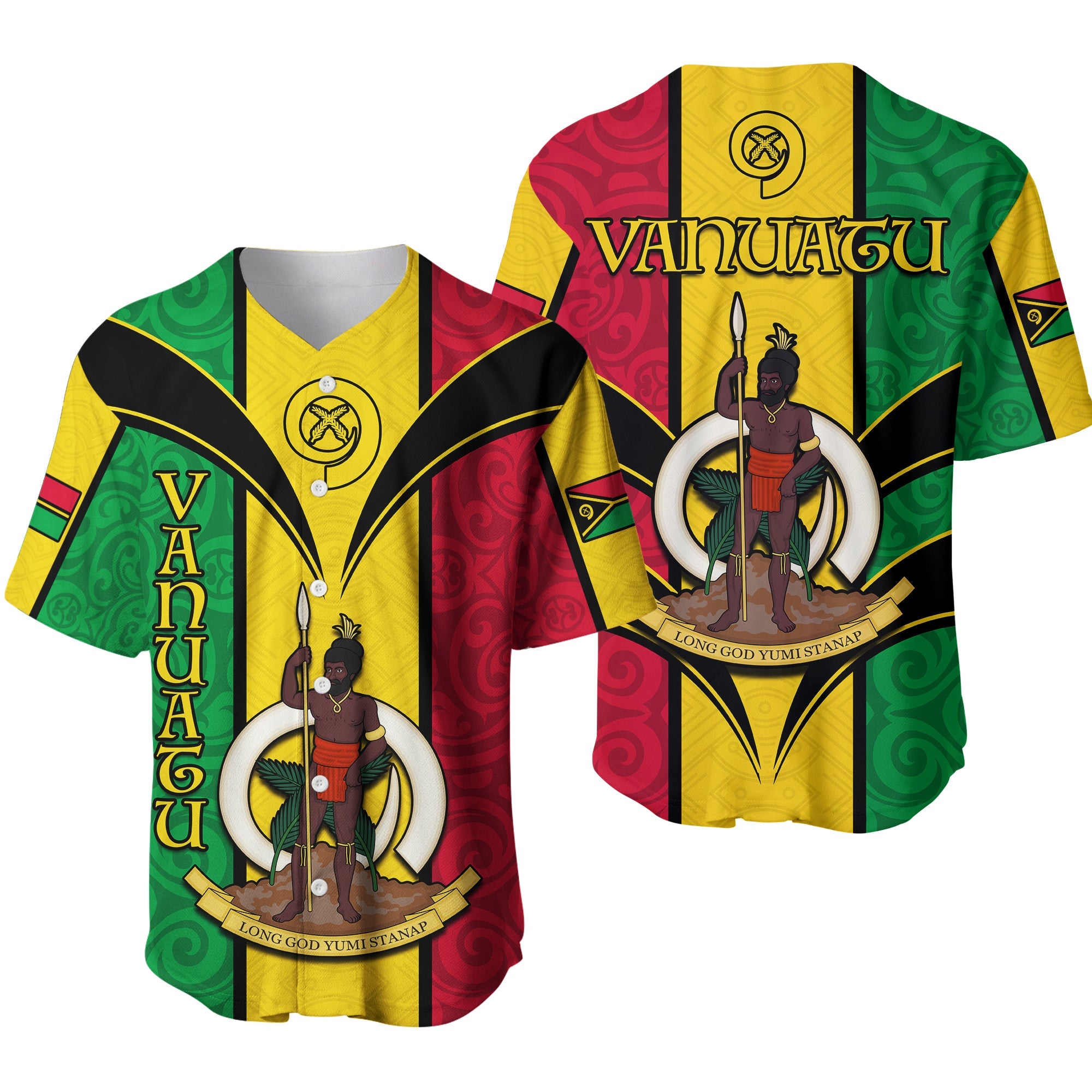 Vanuatu Baseball Jersey Pig Tusk Polynesian LT13 Yellow - Polynesian Pride