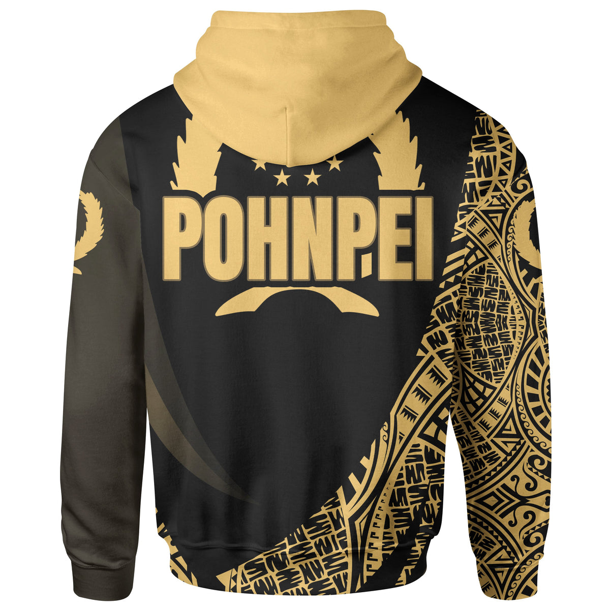 Pohnpei State Zip Hoodie Gold Polynesian Patterns Sport Style - Polynesian Pride