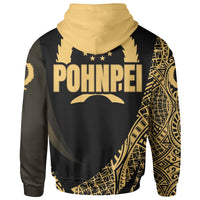 Pohnpei State Zip Hoodie Gold Polynesian Patterns Sport Style - Polynesian Pride