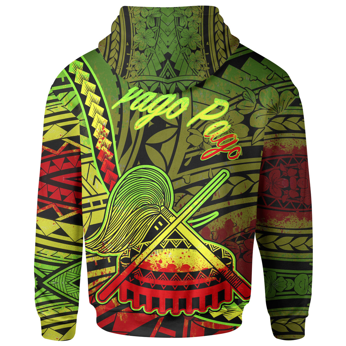 American Samoa Zip Hoodie Pago Pago Polynesian Reggae Patterns - Polynesian Pride