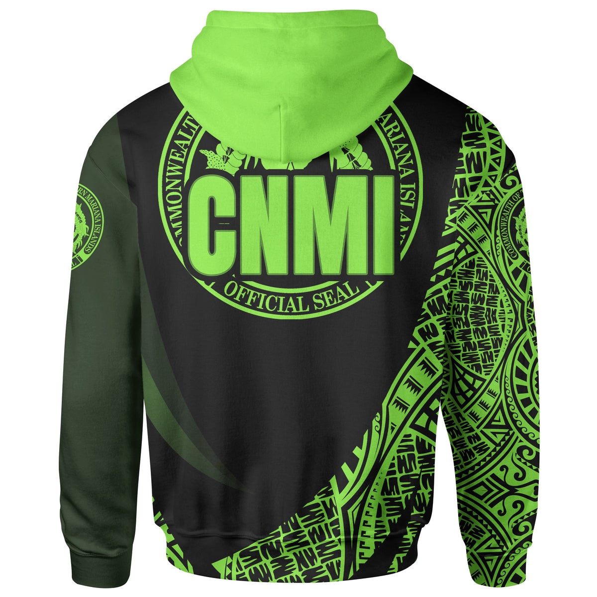 Northern Mariana Islands Zip Hoodie Green Polynesian Patterns Sport Style - Polynesian Pride