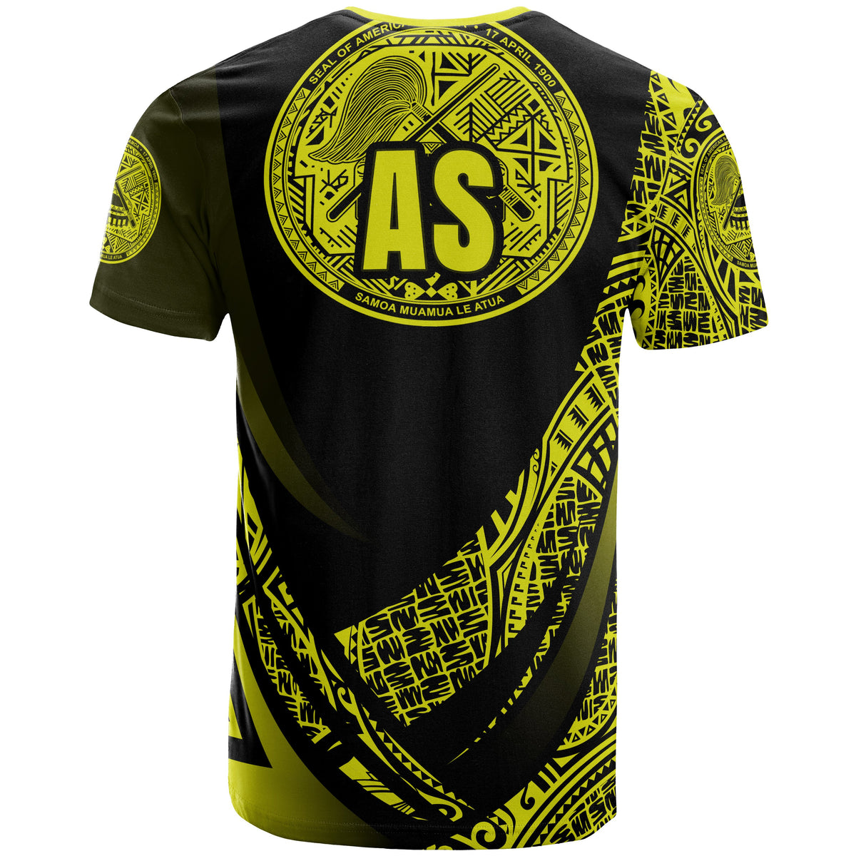 American Samoa T Shirt Yellow Polynesian Patterns Sport Style - Polynesian Pride