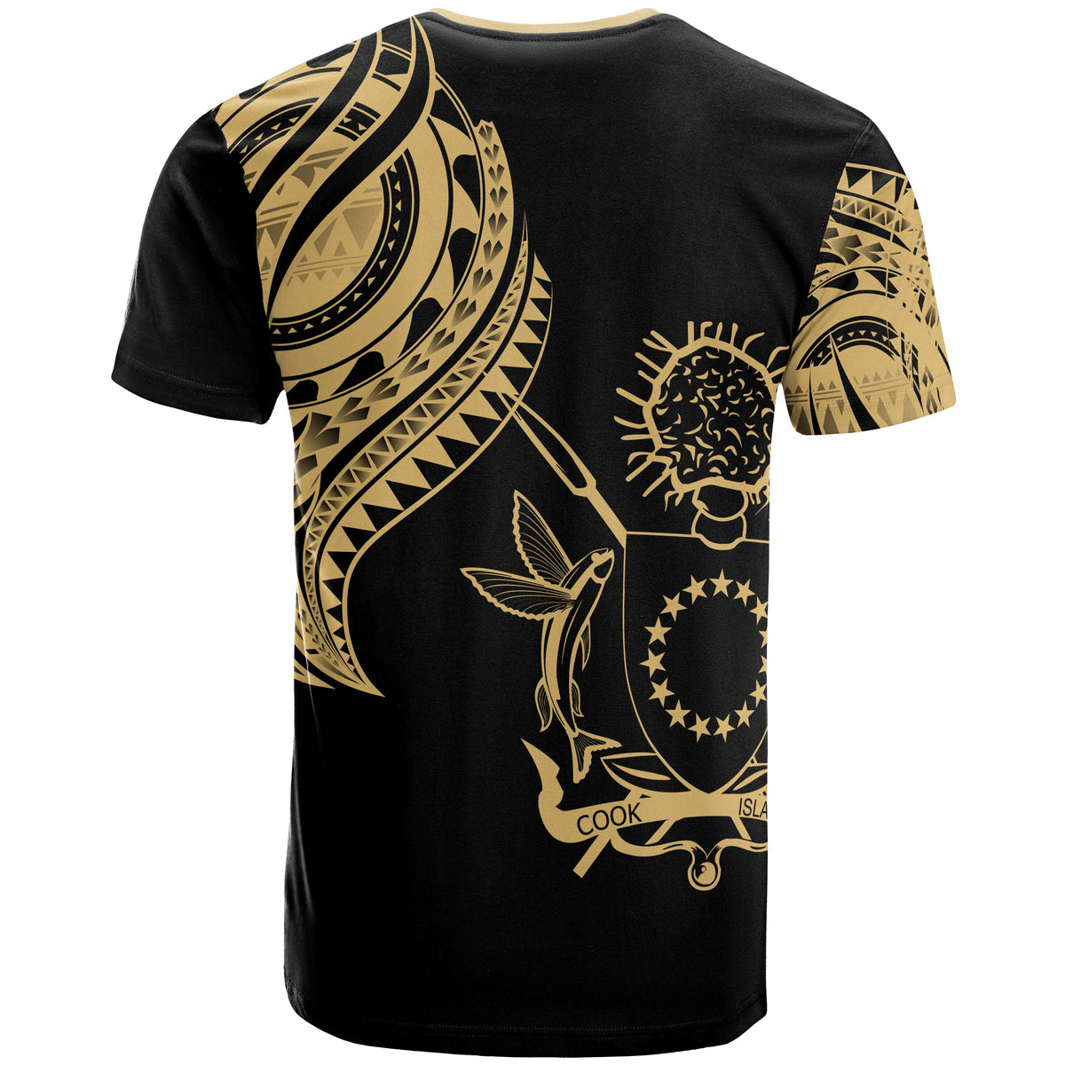 Cook Islands Custom T Shirt Cook Islands Tatau Gold Patterns - Polynesian Pride