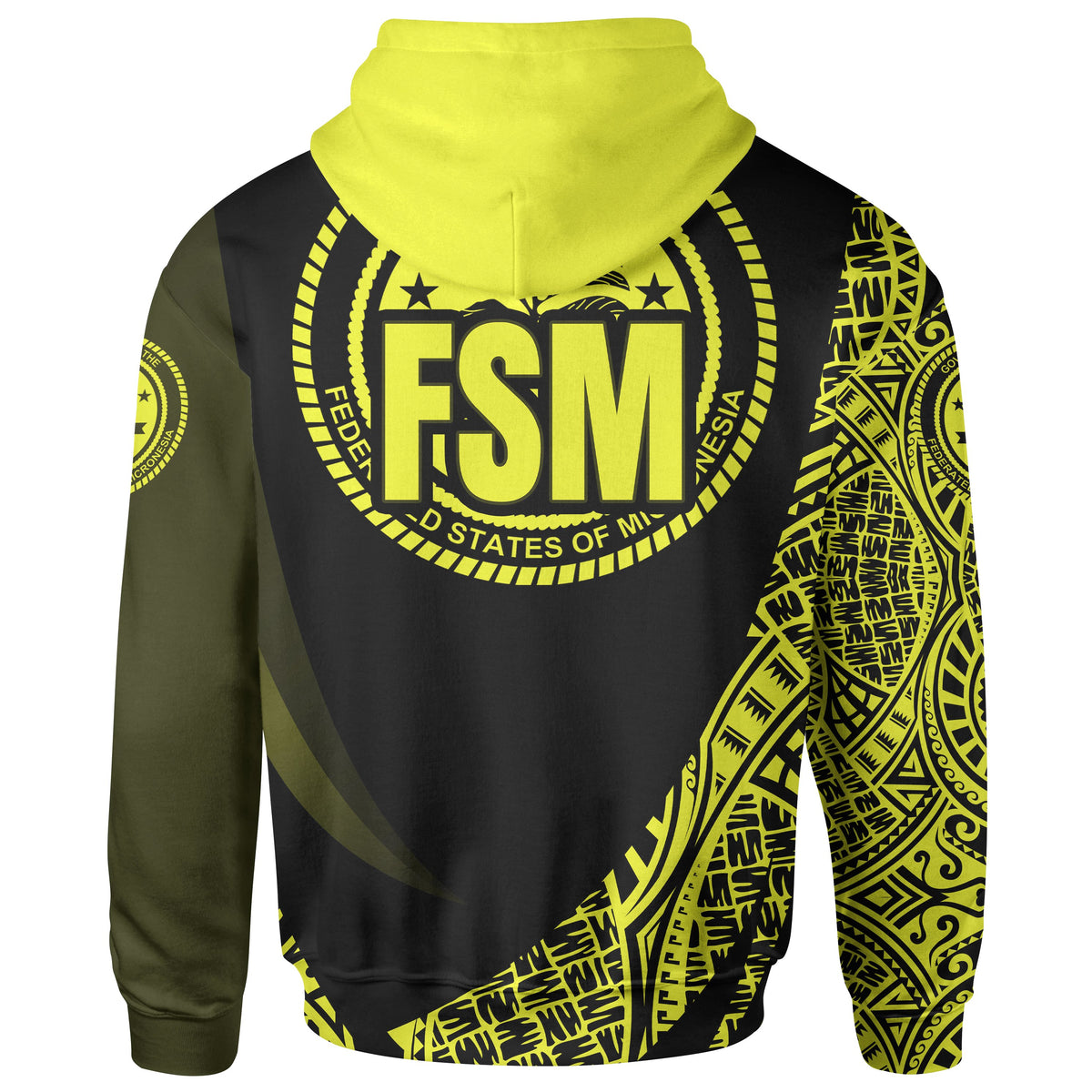 Federated States of Micronesia Hoodie Yellow Polynesian Patterns Sport Style - Polynesian Pride
