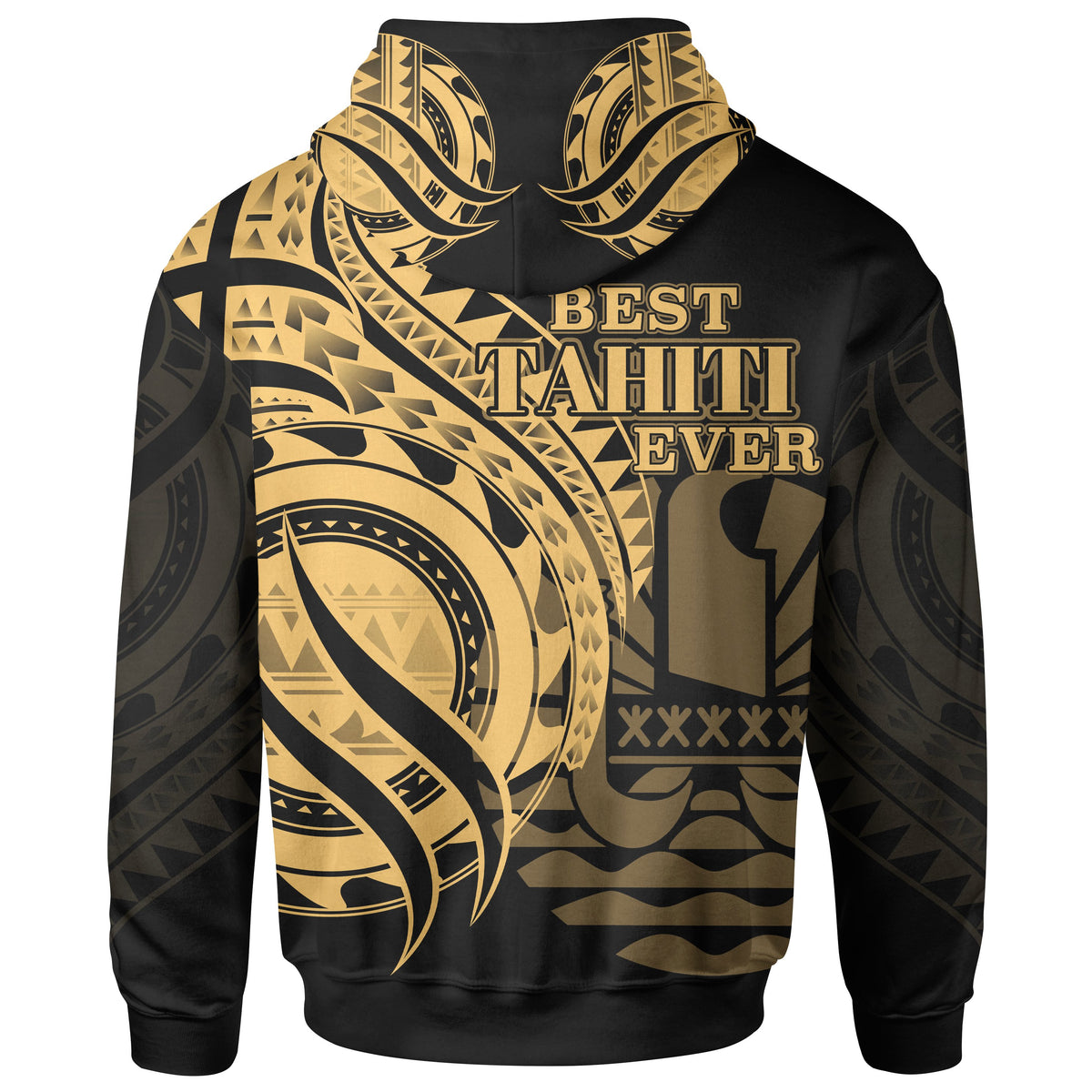 Tahiti Hoodie Gold Polynesian Patterns Best Tahiti Ever - Polynesian Pride