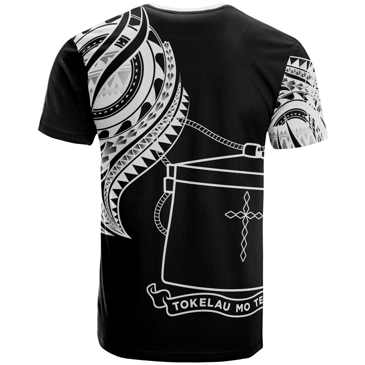 Tokelau T Shirt Tokelauan Tatau White Patterns With Coat of Arms - Polynesian Pride