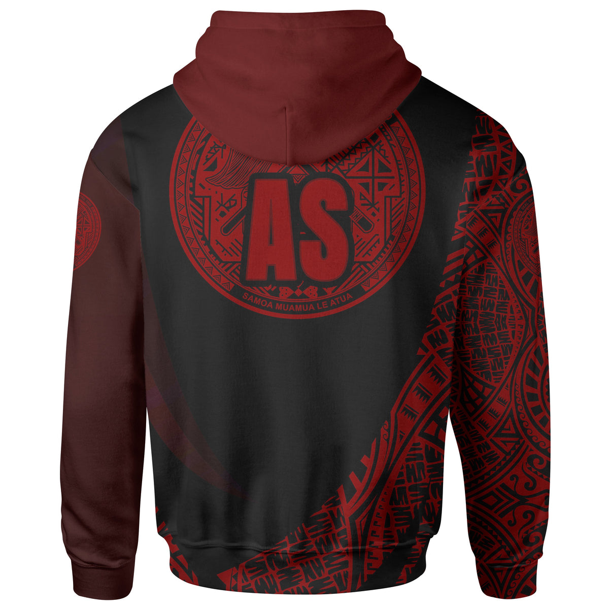 American Samoa Zip Hoodie Red Polynesian Patterns Sport Style - Polynesian Pride
