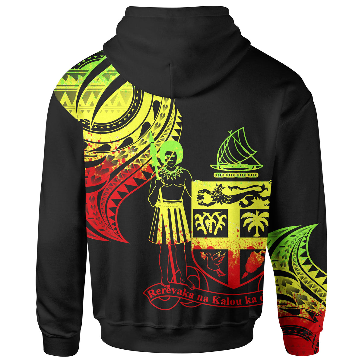 Fiji Zip Hoodie Fiji Tatau Reggae Patterns - Polynesian Pride