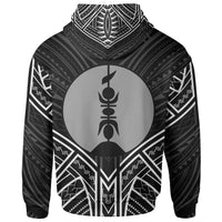 New Caledonia Zip Hoodie New Caledonia Seal Black Tribal Patterns - Polynesian Pride