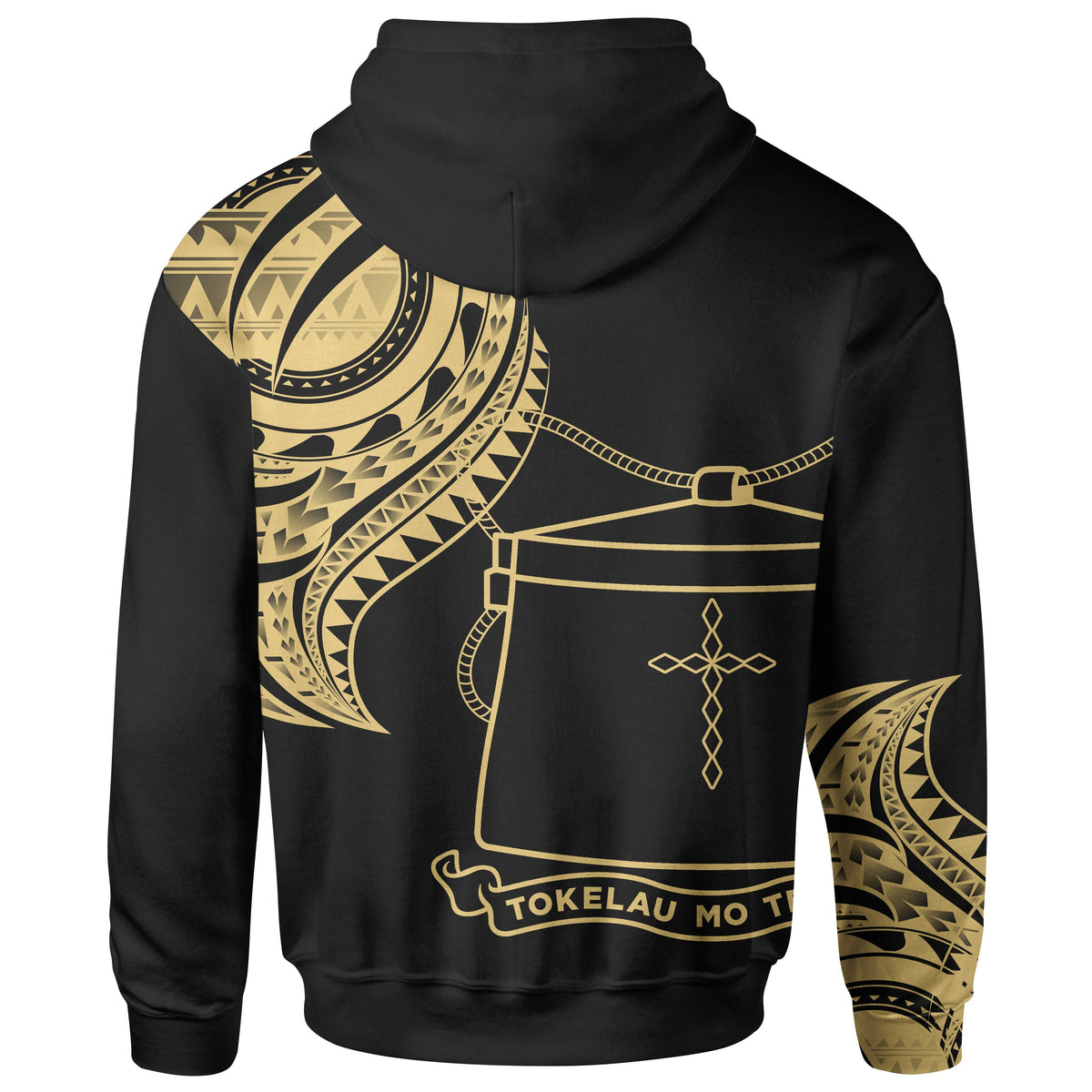 Tokelau Zip Hoodie Tokelau Tatau Gold Patterns With Coat of Arms - Polynesian Pride