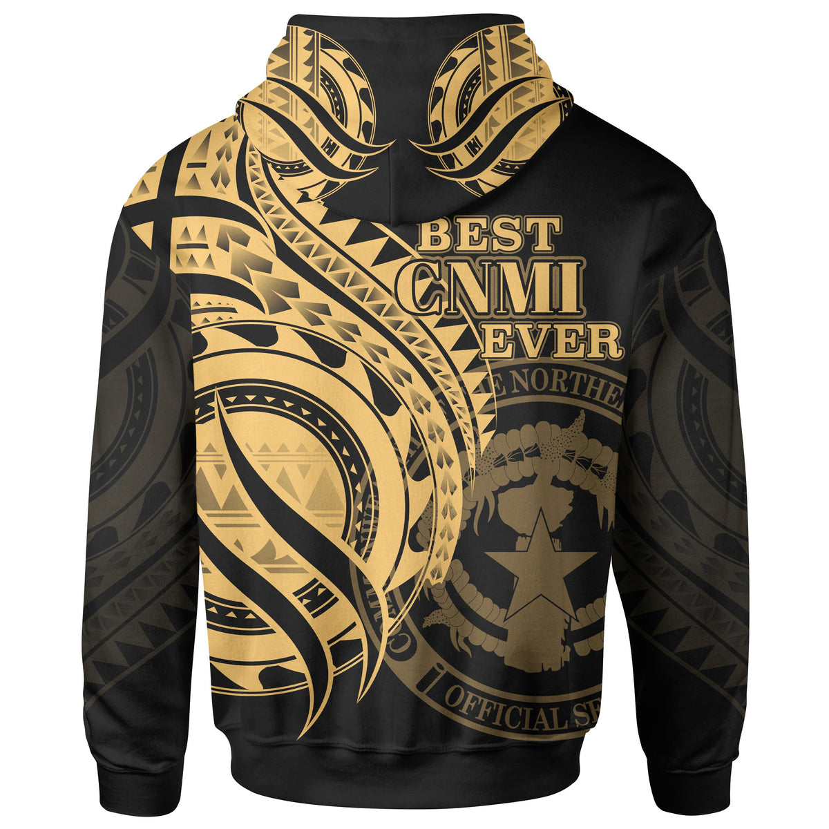 Northern Mariana Islands Zip Hoodie Gold Polynesian Patterns Best CNMI Ever - Polynesian Pride