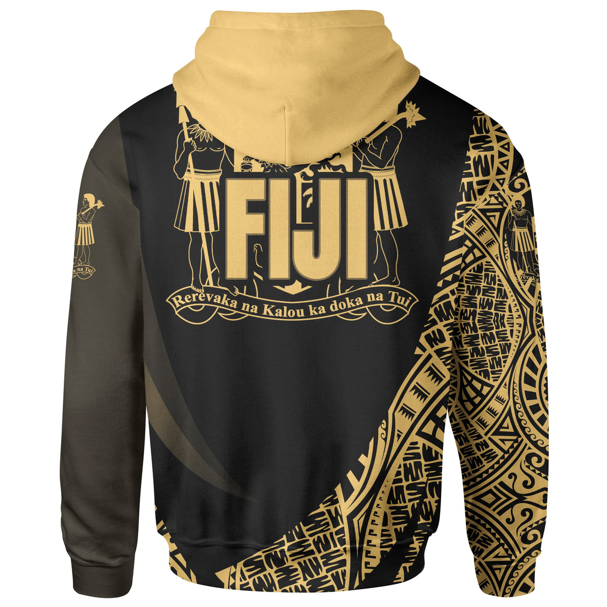 Fiji Zip Hoodie Gold Polynesian Patterns Sport Style - Polynesian Pride