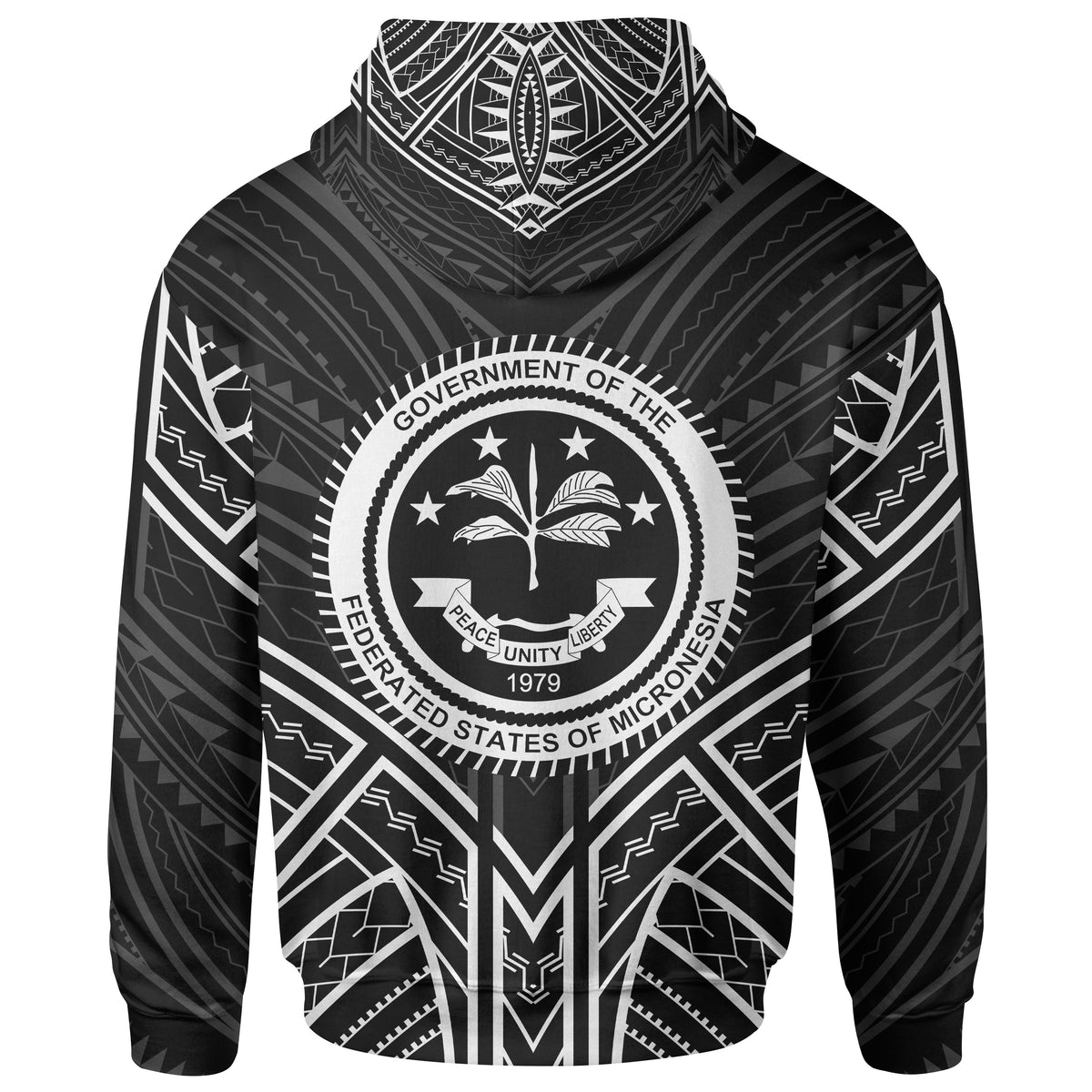 Federated States of Micronesia Zip Hoodie Federated States of Micronesia Seal Black Tribal Patterns - Polynesian Pride