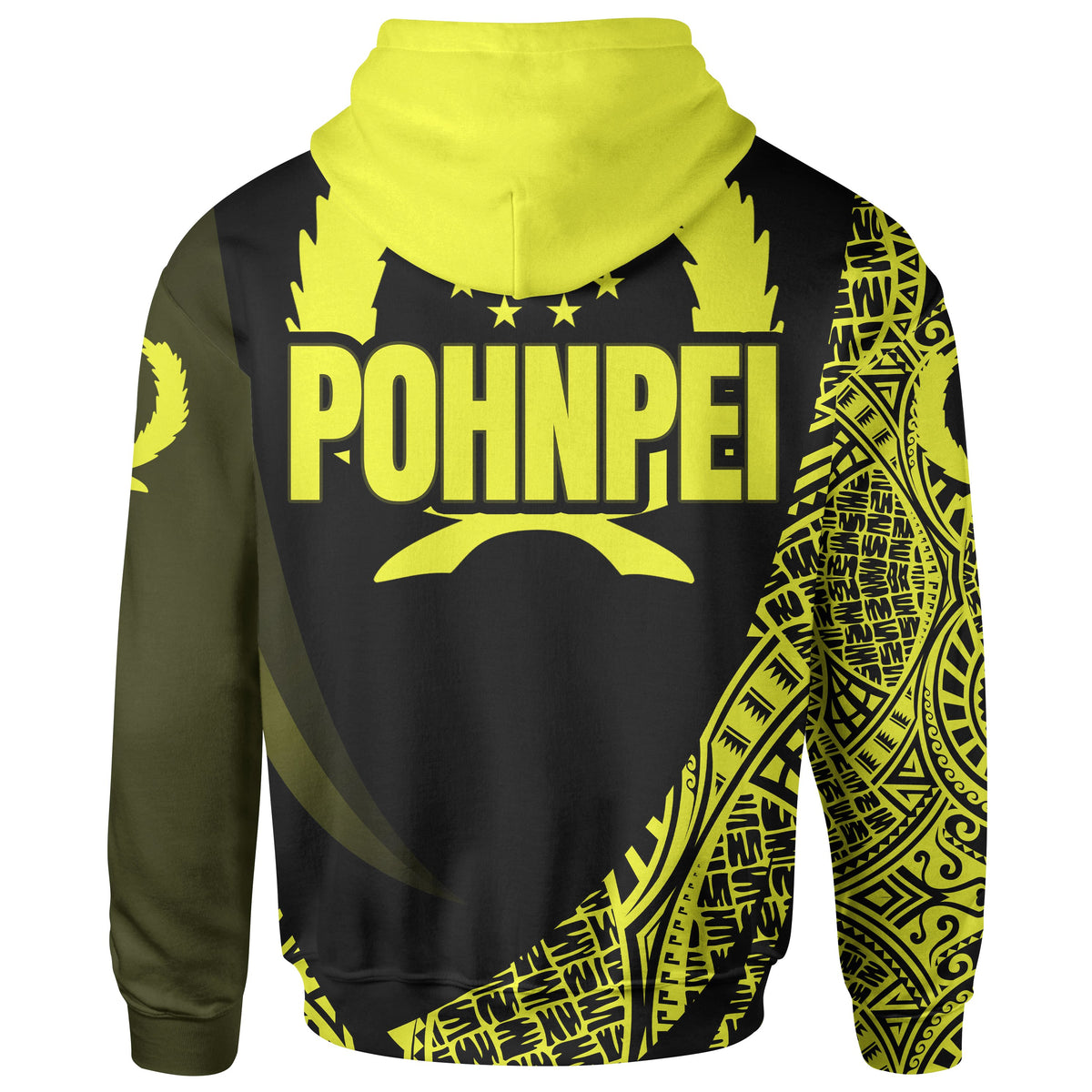Pohnpei State Zip Hoodie Yellow Polynesian Patterns Sport Style - Polynesian Pride
