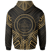 Palau Zip Hoodie Palau Seal Gold Tribal Patterns - Polynesian Pride