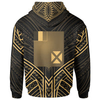 Wallis & Futuna Zip Hoodie Wallis & Futuna Seal Gold Tribal Patterns - Polynesian Pride