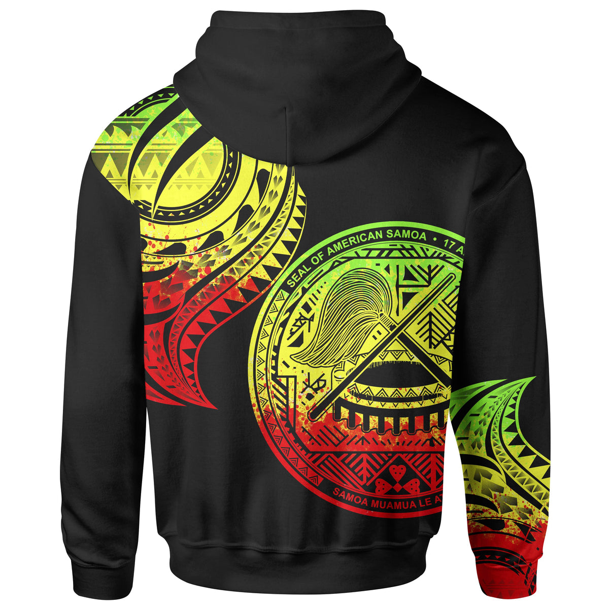 American Samoa Custom Zip Hoodie American Samoa Tatau Reggae Patterns - Polynesian Pride