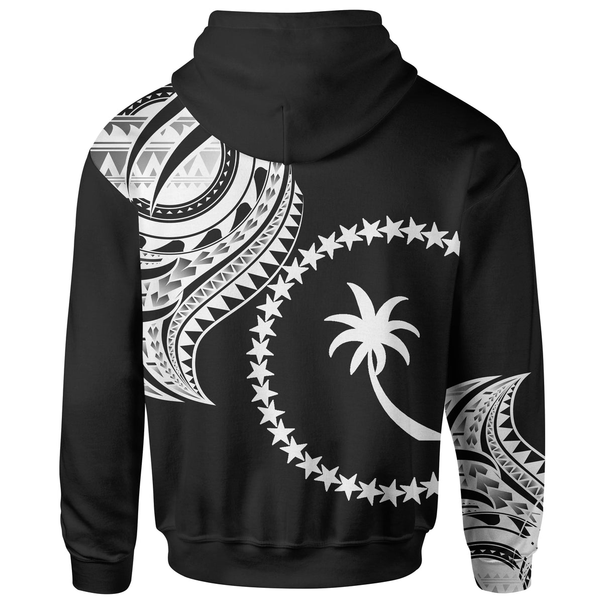 Chuuk State Custom Zip Hoodie Chuuk State Tatau White Patterns - Polynesian Pride