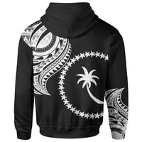 Chuuk State Custom Zip Hoodie Chuuk State Tatau White Patterns - Polynesian Pride