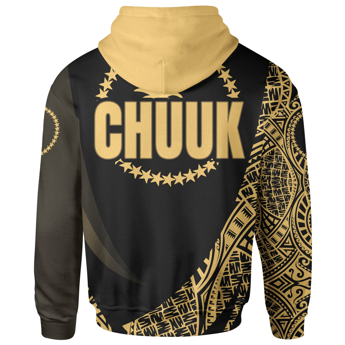 Chuuk State Hoodie Gold Polynesian Patterns Sport Style - Polynesian Pride