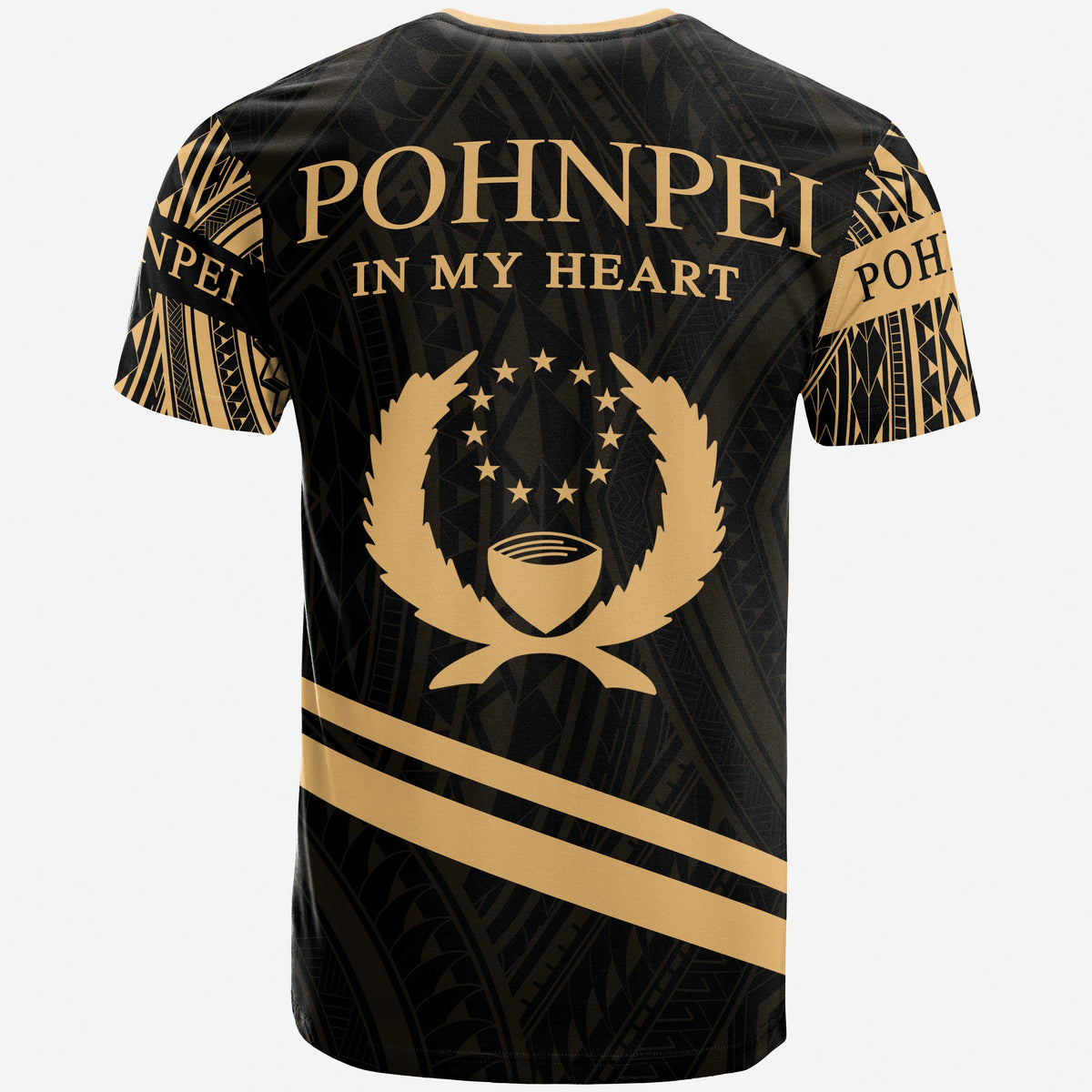 Pohnpei State T Shirt In My Heart Style Gold Polynesian Patterns - Polynesian Pride