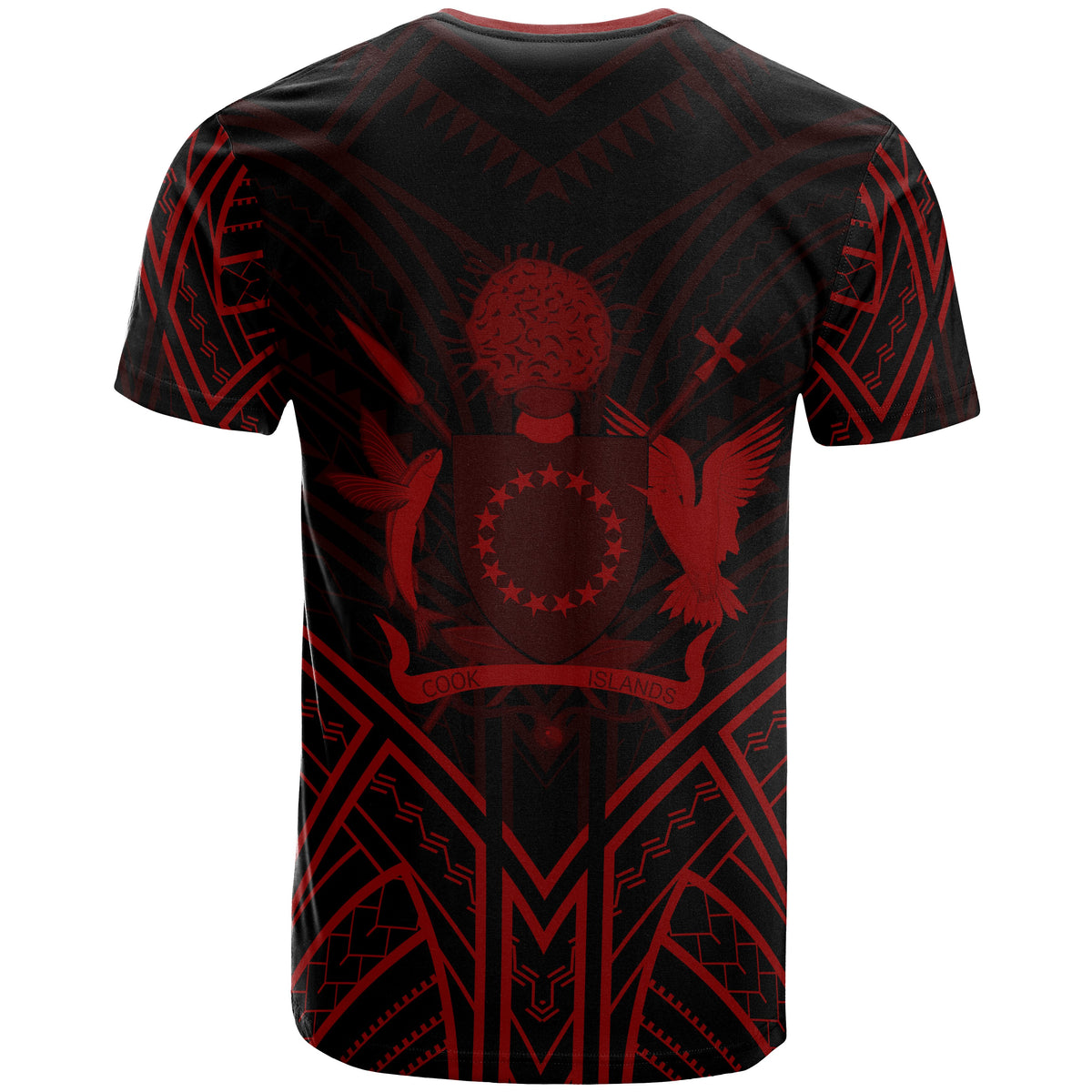 Cook Islands T Shirt Polynesian Seal Tribal Red Color Patterns - Polynesian Pride