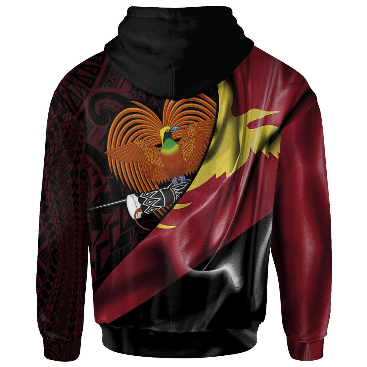 Papua New Guinea Zip Hoodie Arawa PNG Flag of Silk Style - Polynesian Pride