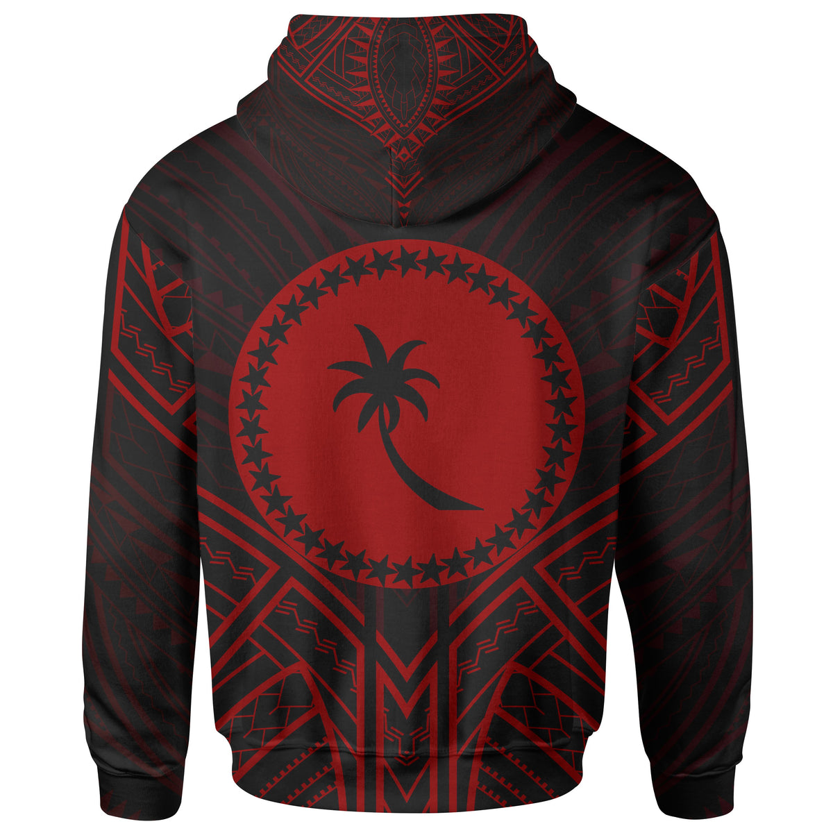 Chuuk State Hoodie Chuuk State Seal Red Tribal Patterns - Polynesian Pride