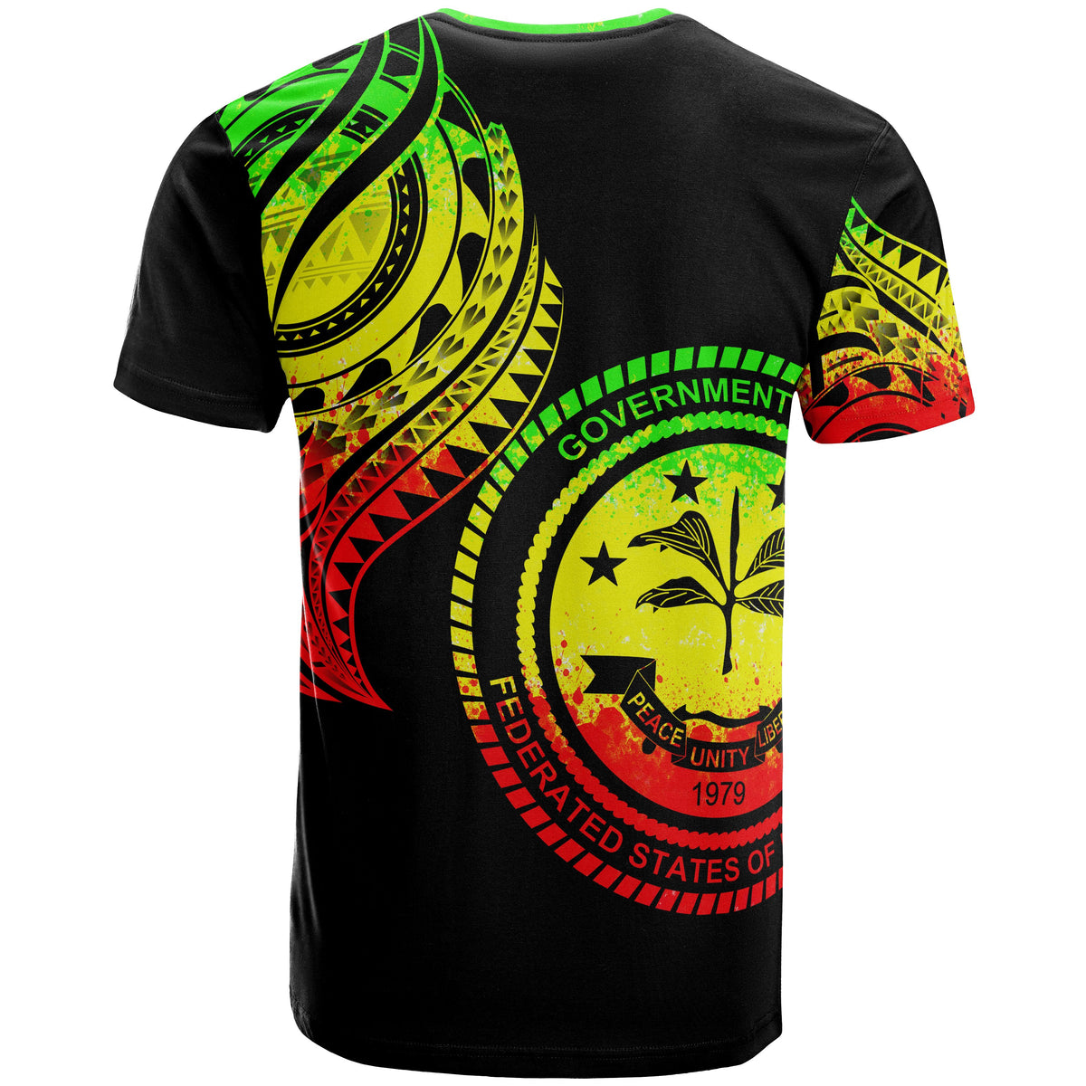 Federated States of Micronesia T Shirt FSM Tatau Reggae Patterns With Coat of Arms - Polynesian Pride
