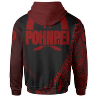 Pohnpei State Zip Hoodie Red Polynesian Patterns Sport Style - Polynesian Pride